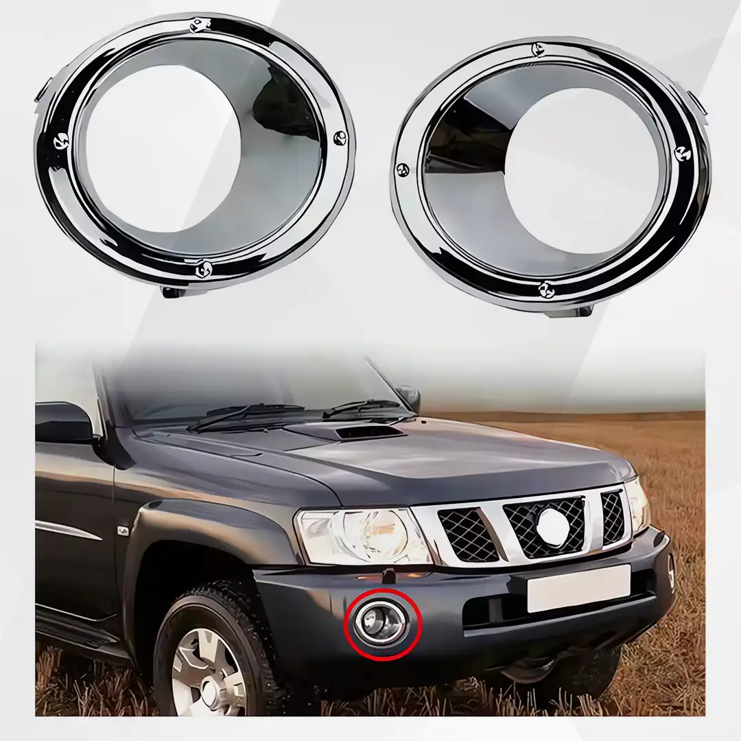 Nissan Patrol Y61 Front Fog Light Chrome Trim Cover Set 2005-2009