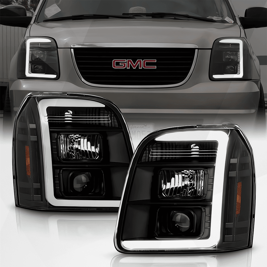 LED Tube Projector Headlights for GMC Yukon XL 2007-2013 – Black