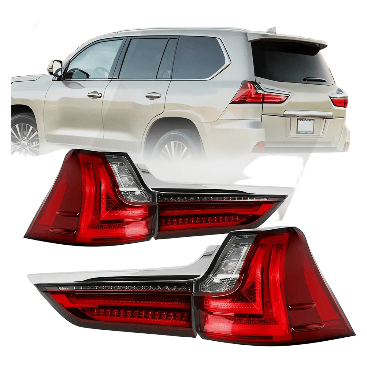 Lexus LX570 OEM LED Tail Lights Red 2016-2021
