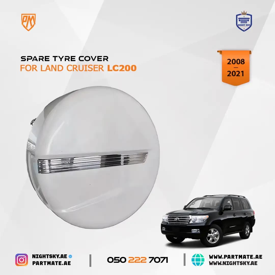 Toyota Land Cruiser LC200 Spare Wheel Cover ABS Stainless Steel 2008-2021
