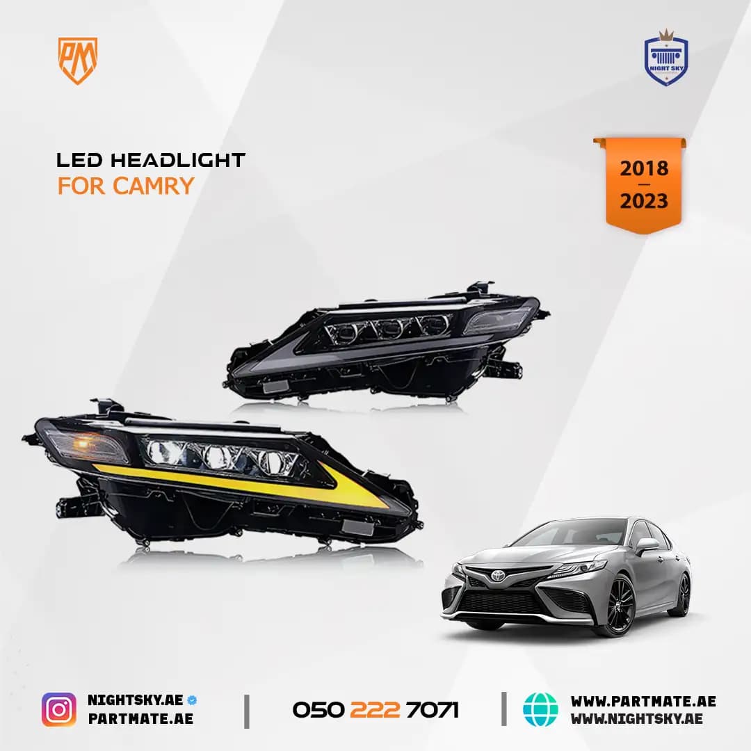 Toyota Camry Headlight Assembly Pair Plug & Play 2018-2023 (XSE XLE TRD LE SE Hybrid AWD)