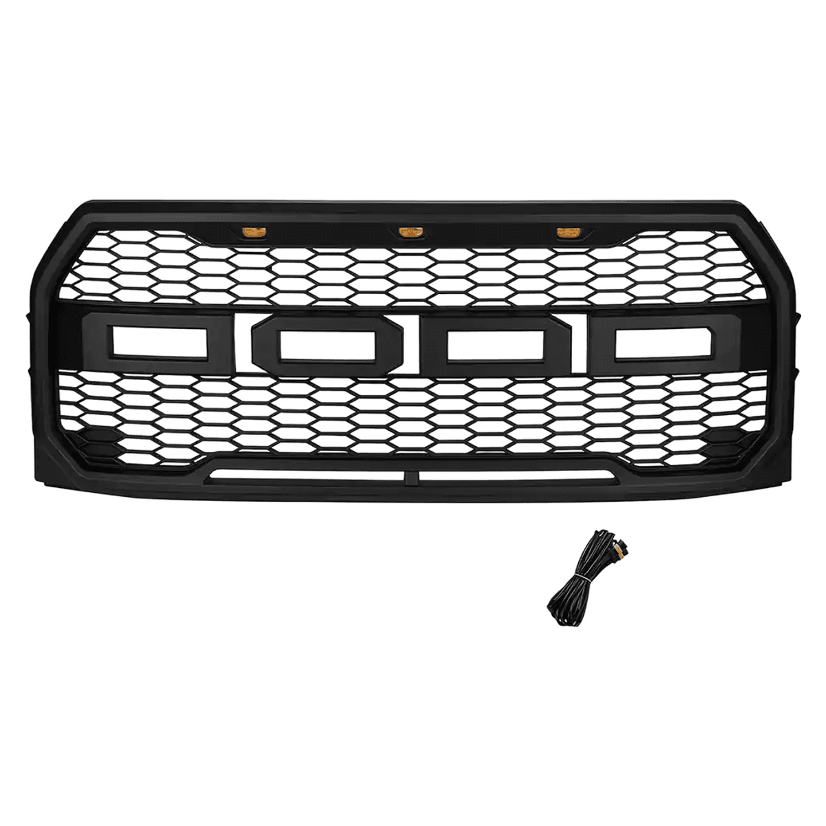 Ford F-150 Front Grille (2015–2017) – Matte Black Upper Bumper Grill w Lights