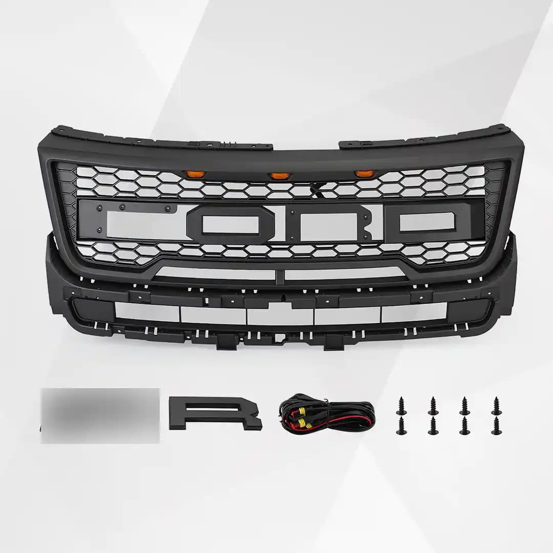 Ford Explorer Front Grille (2016–2017) – Raptor Style Matte Black Grill w Lights