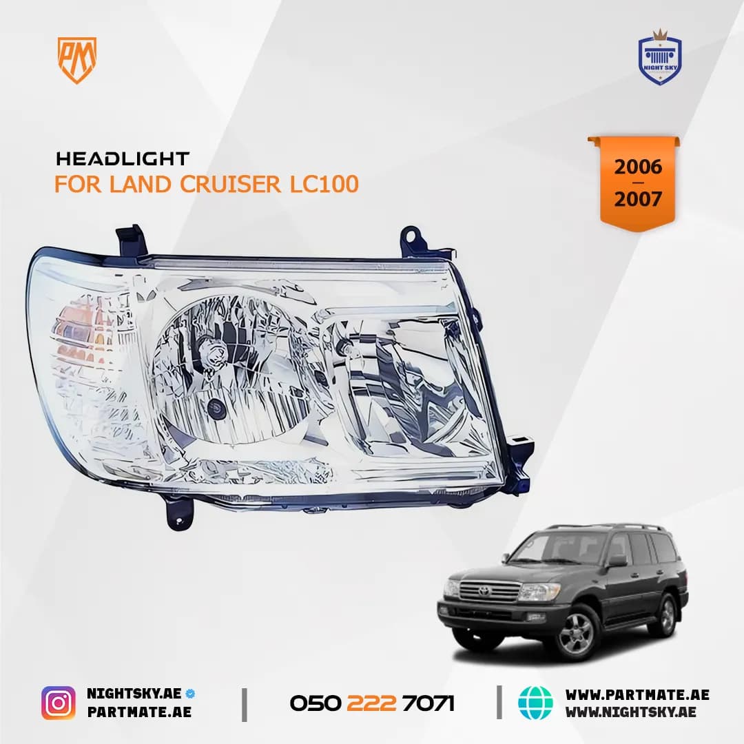 Toyota Land Cruiser LC100/FJ100 Headlights (2006–2007) – Left & Right Headlamps with Turn Signal