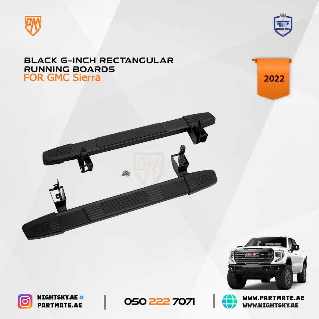 2022 GMC Sierra 2500 Assist Steps – Regular Cab, Black 6-Inch Rectangular Running Boards