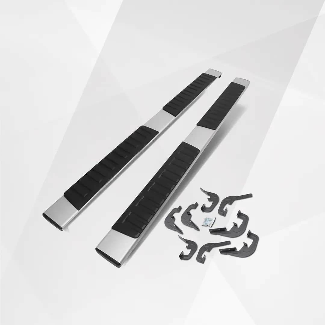 6-Inch Aluminum Running Boards / Side Steps / Nerf Bars for Chevy Silverado & GMC Sierra Crew Cab (2007-2018)