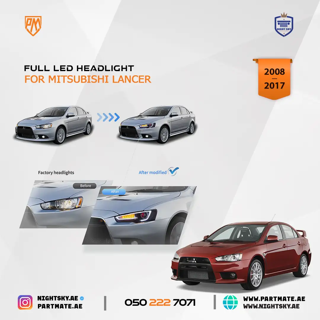 Mitsubishi Lancer Evo X 2008-2017 Vland Dual Beam Projector Headlights