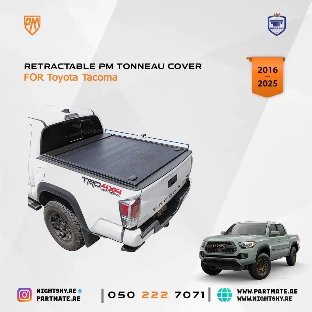 Toyota Tacoma Retractable PM Tonneau Cover – 5 ft Bed (2016–2025) – Heavy-Duty Bed Protection