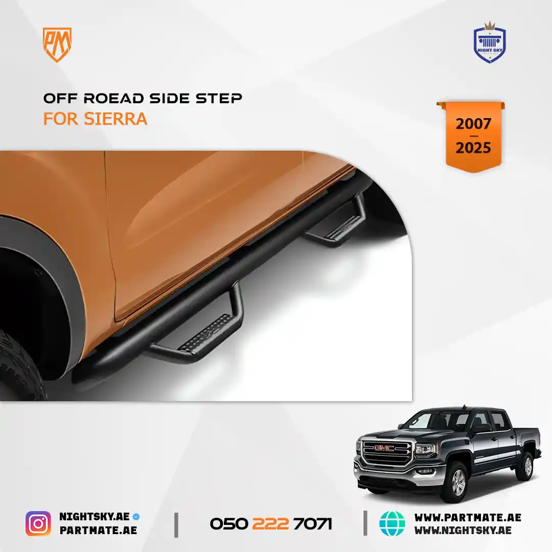 Off-Road Side Steps GMC Sierra And CHEV Silverado – Black Side Bars for Trucks/SUVs