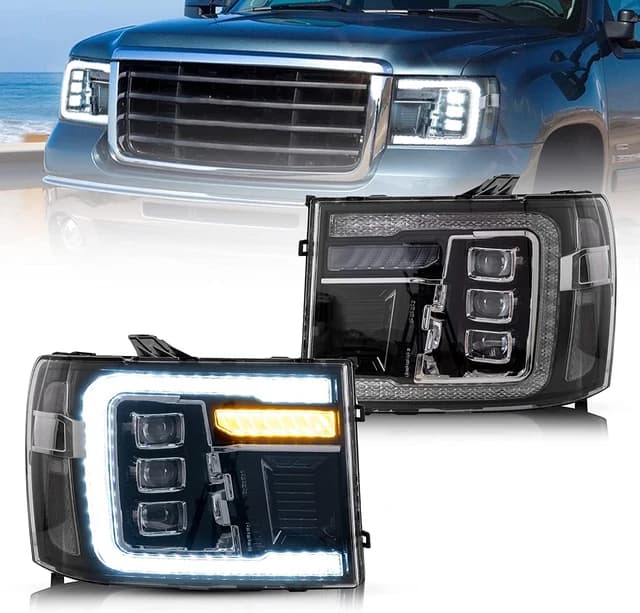GMC Sierra 1500/2500HD/3500HD LED Headlights by Vland (2007–2013) – Black Matrix Projectors