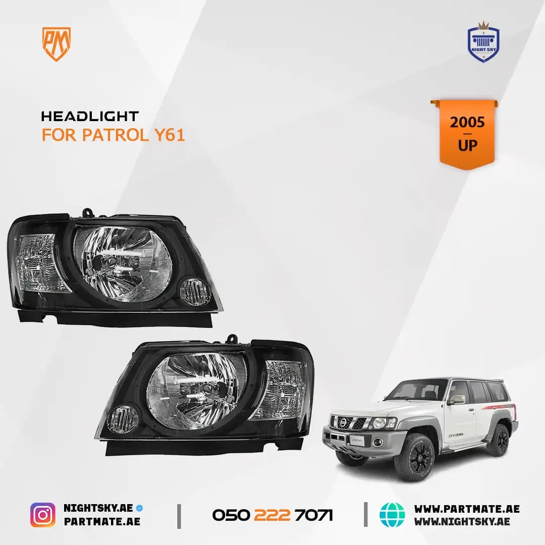 Nissan Patrol Y61 VTC Headlights (2004–2023) – Black Smoked Pair