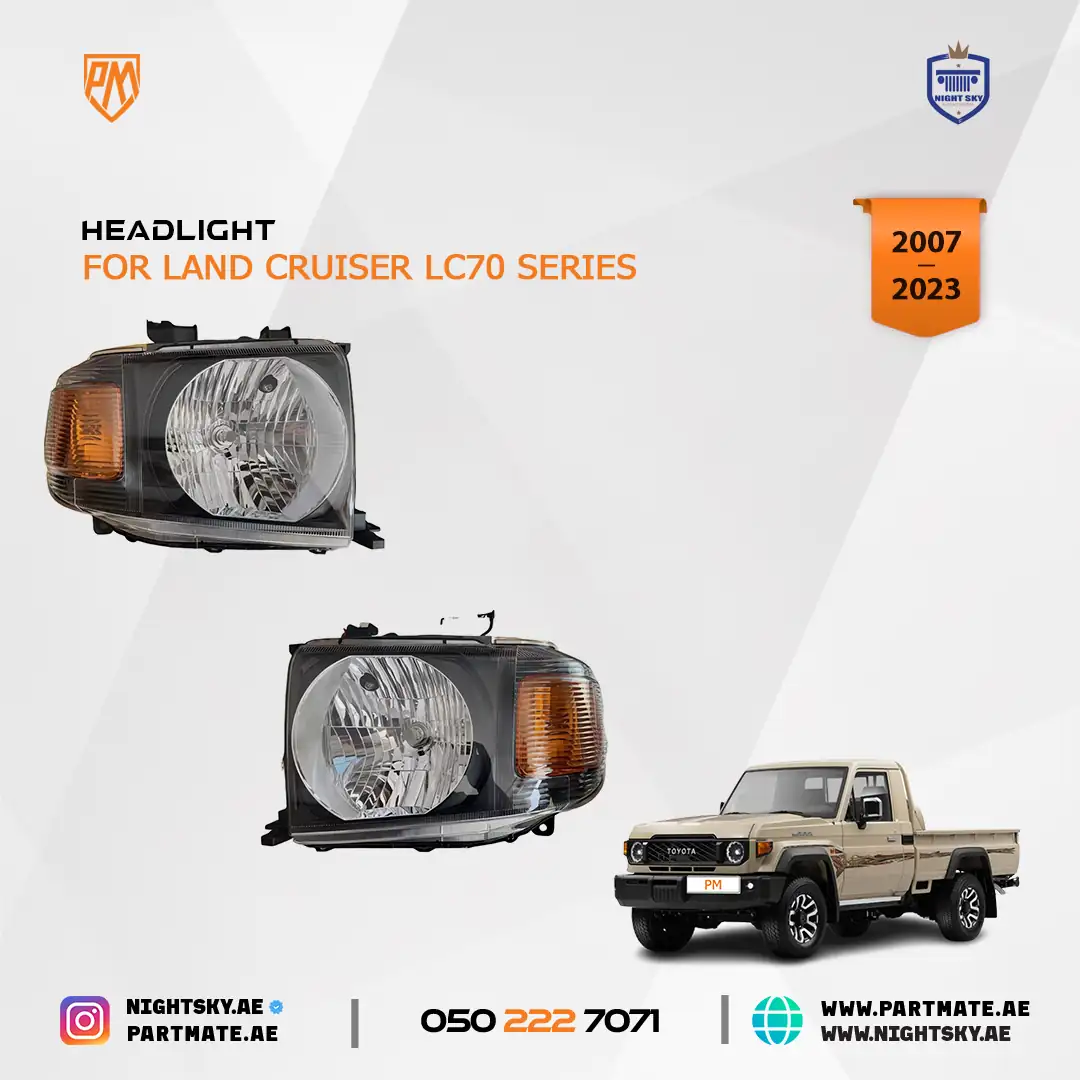 Toyota Land Cruiser Pickup Headlight Black OEM Style 2007-2023