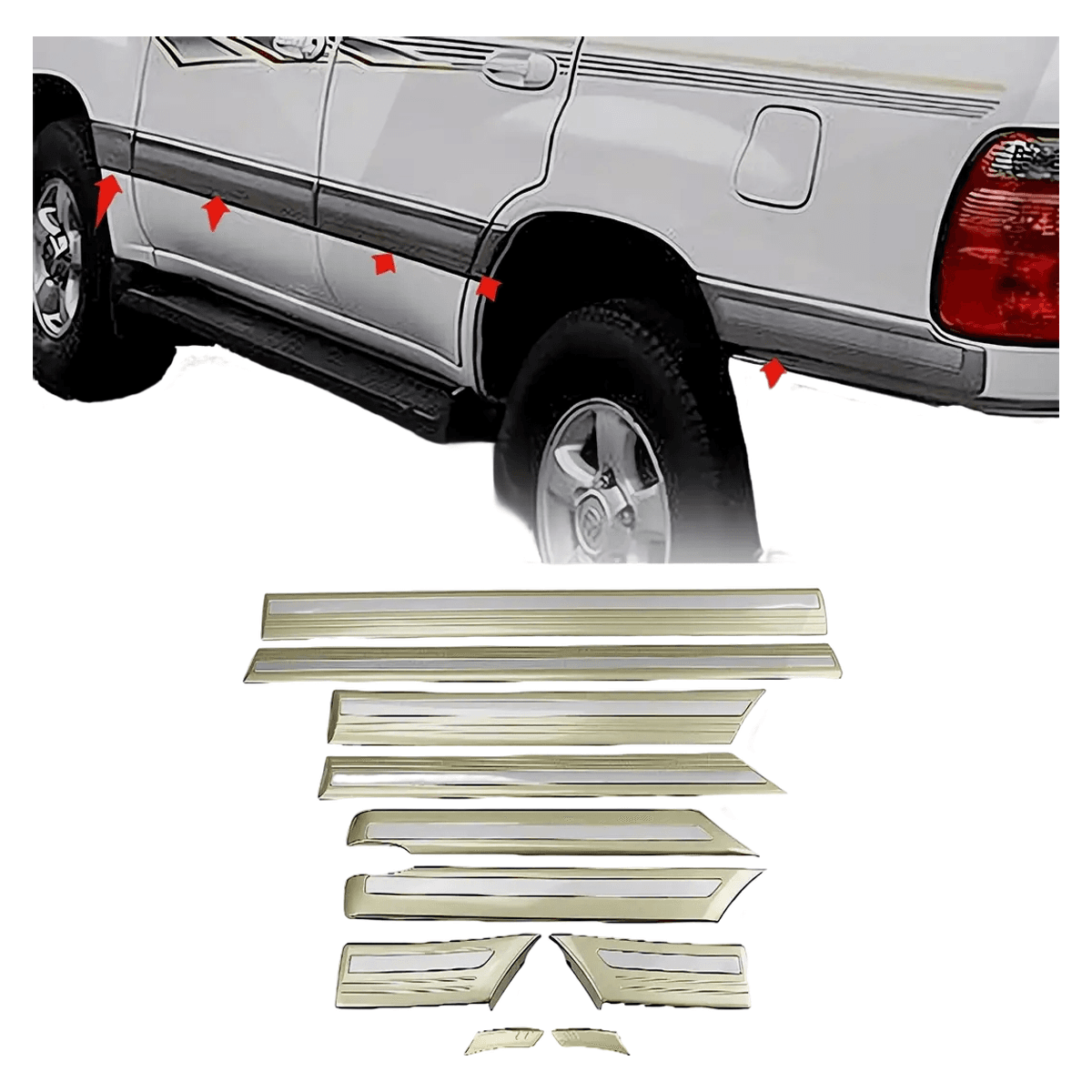 Toyota Land Cruiser LC100 Side Door Body Molding Cover Trim Set 1998-2007