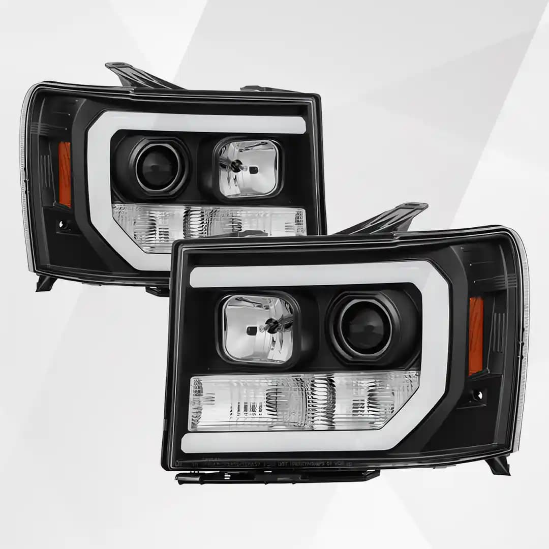 GMC Sierra 1500/2500/3500 V2 Projector Headlights (2007–2013) – Black DRL Edition