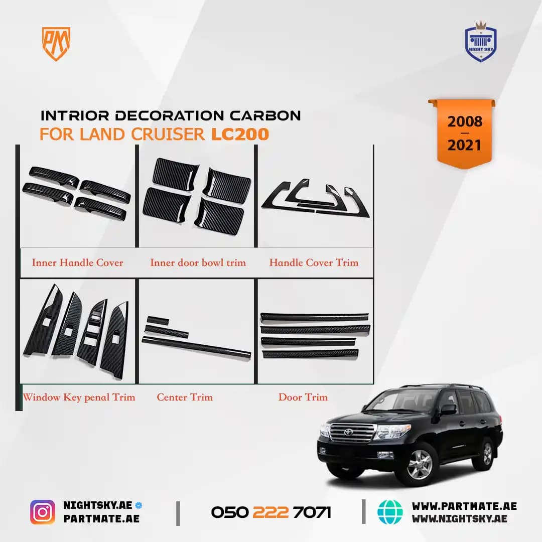 Toyota Land Cruiser LC200 2008-2021 Carbon Look Interior Decoration Parts – Premium Trim Set