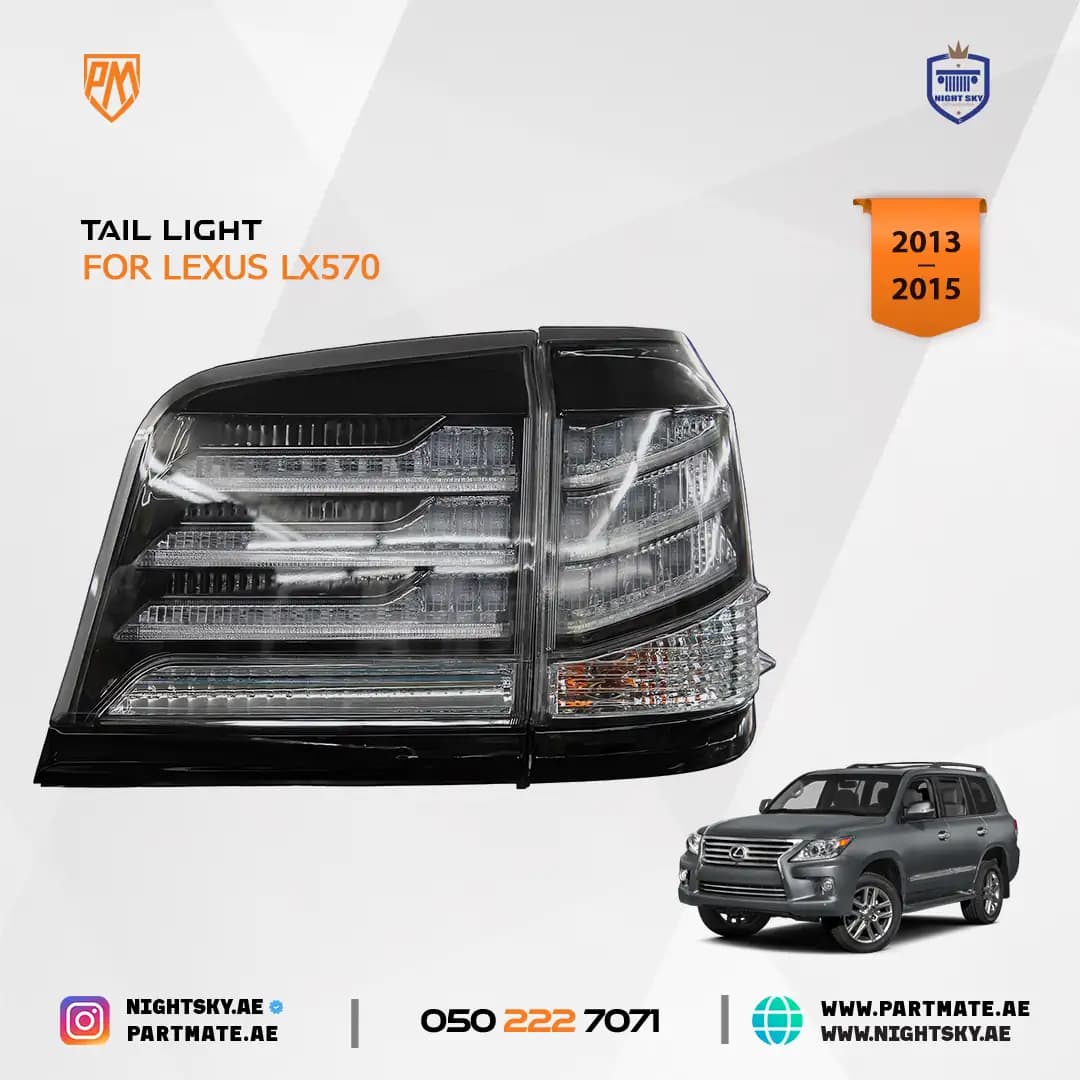 Lexus LX570 Smoke Tail Light Assembly Set 4PCS OEM Style 2013-2015