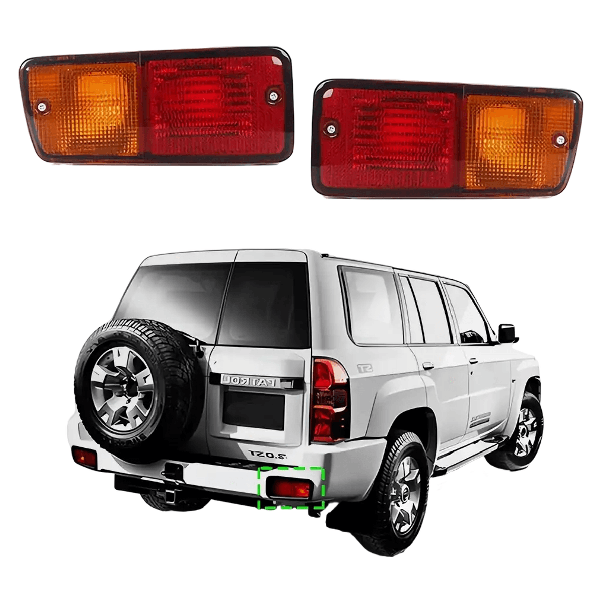 Nissan Patrol Y61 VTC Rear Bumper Tail Lights (2001–2004) – Fog, Brake, Stop & Indicator Lamps