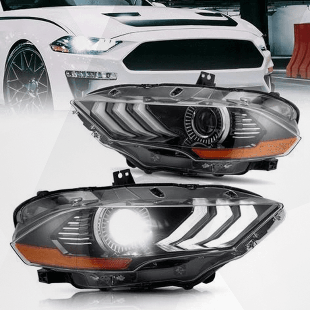 VLAND LED Projector Headlights for Ford Mustang 2018-2023 – Black
