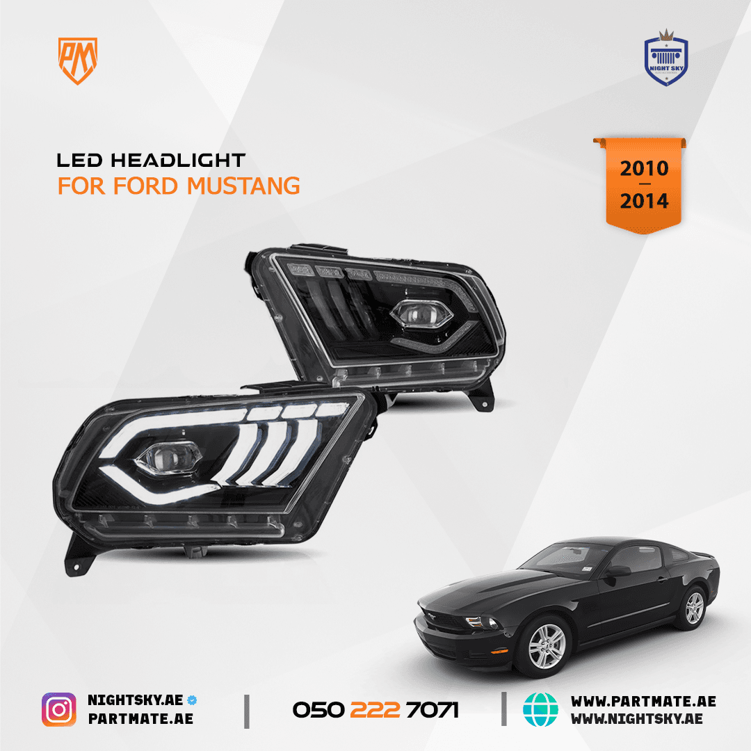 VLAND LED Projector Headlights for Ford Mustang 2010-2014 – Black