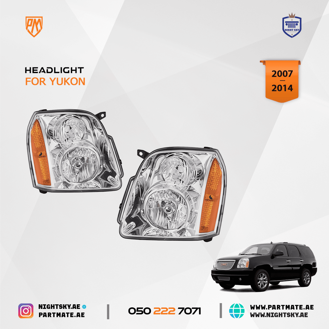 2PCS Chrome Headlights for GMC Yukon & Yukon XL 2007-2014