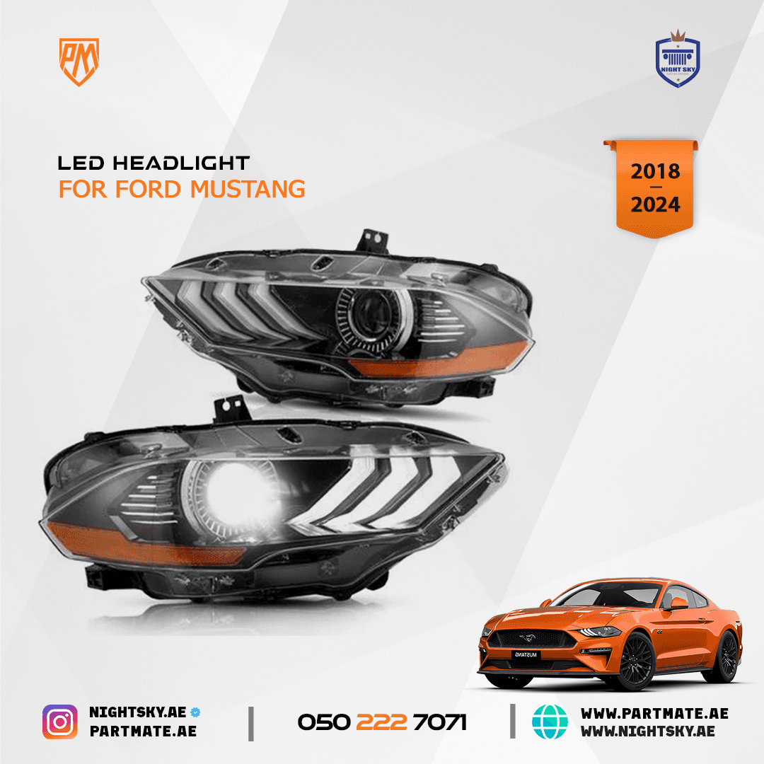 VLAND LED Projector Headlights for Ford Mustang 2018-2023 – Black