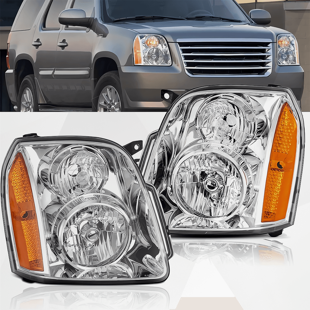 2PCS Chrome Headlights for GMC Yukon & Yukon XL 2007-2014