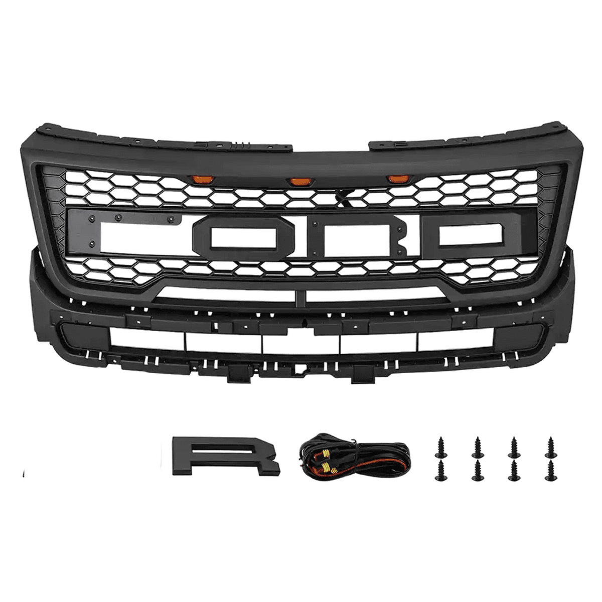 Ford Explorer Front Grille (2016–2017) – Raptor Style Matte Black Grill w Lights