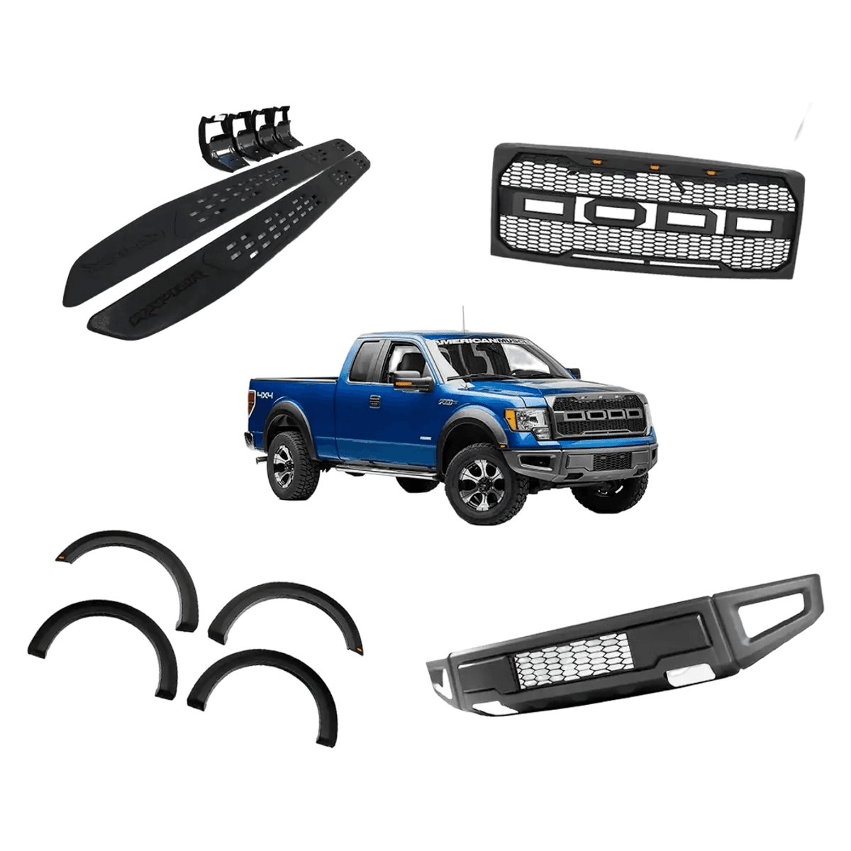 Ford F-150 4 Door 2009-2014 Raptor Style Body Kit Set