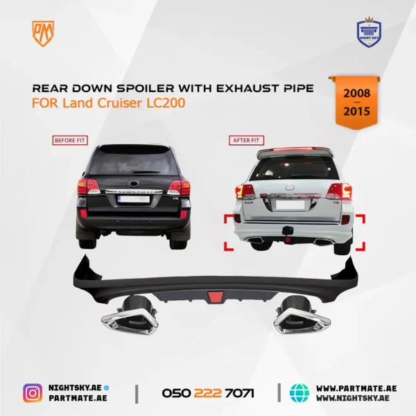 Toyota Land Cruiser (2008-2015) Rear Down Spoiler with Exhaust Pipe - Image 4