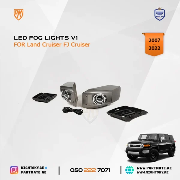 Toyota FJ Cruiser LED Fog Lights V1 (Matte Black) - Image 2