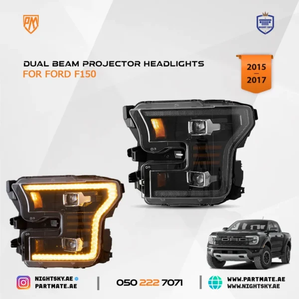Ford F-150 Vland Dual Beam Projector Headlights (2015-2017) - Image 3