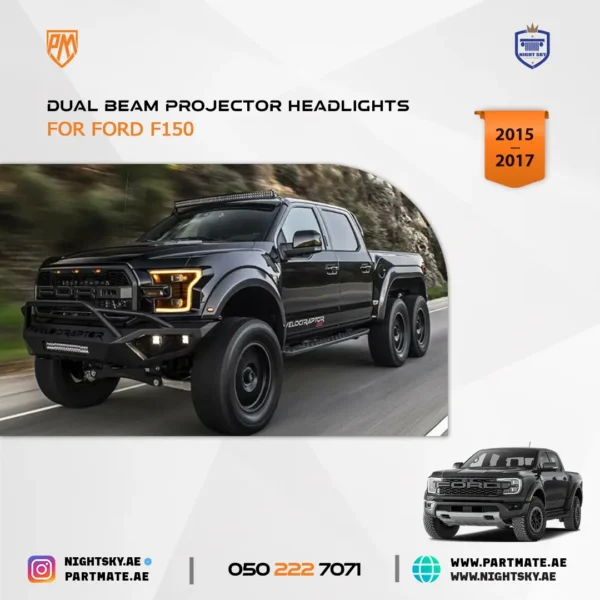 Ford F-150 Vland Dual Beam Projector Headlights (2015-2017) - Image 2