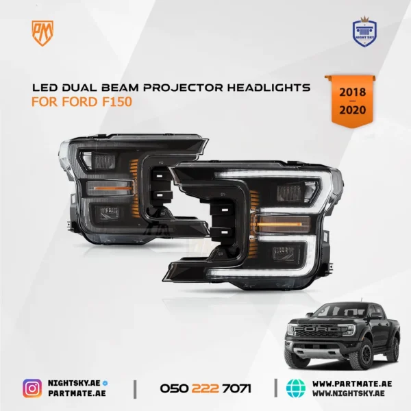 Ford F-150 Vland LED Dual Beam Projector Headlights (18-20) - Image 5