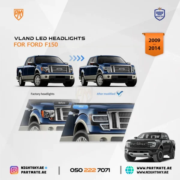 Ford F-150 Vland LED Reflection Bowl Headlights (2009-2014) - Image 4