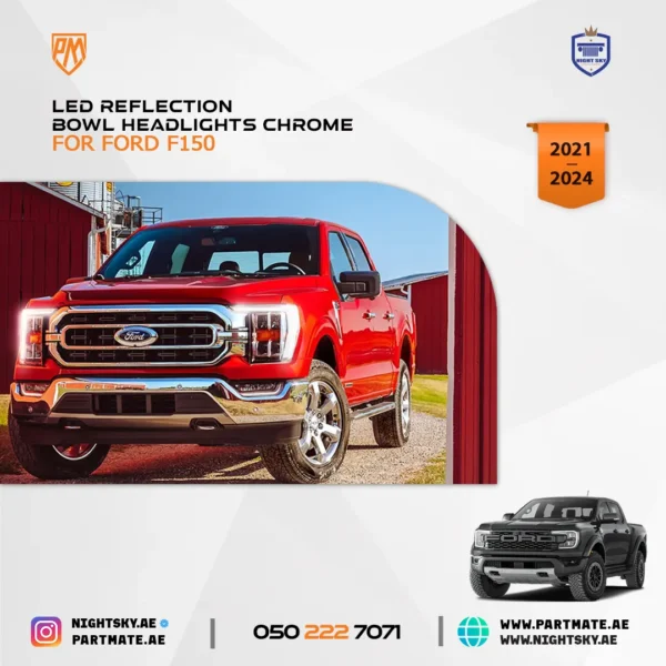 Ford F-150 Vland LED Reflection Bowl Headlights Chrome (2021-2024) - Image 2