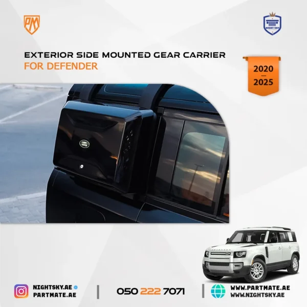 Range Rover Defender Exterior Side Mounted Gear Carrier – VPLEP0437 Glossy Black (2020–2025) - Image 4