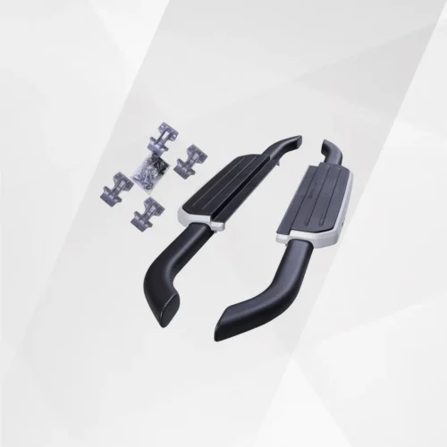Range Rover Defender Fixed Side Step – VPLEP0391 Silver with Logo (2020–2025)