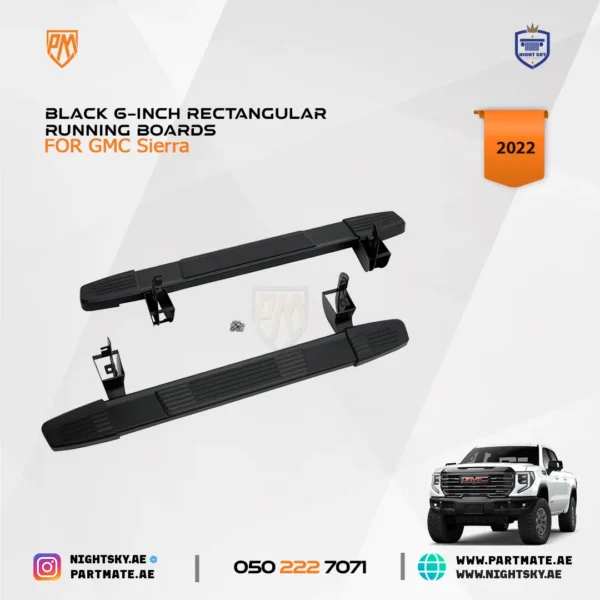 2022 GMC Sierra 2500 Assist Steps – Regular Cab, Black 6-Inch Rectangular Running Boards - Image 2