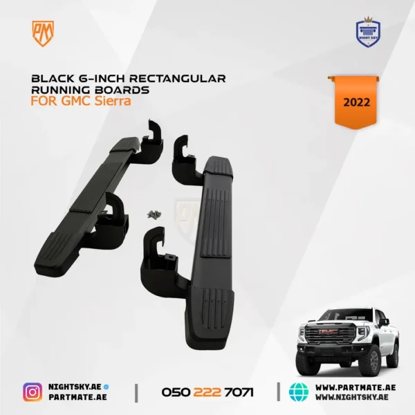 2022 GMC Sierra 2500 Assist Steps – Regular Cab, Black 6-Inch Rectangular Running Boards - Image 3
