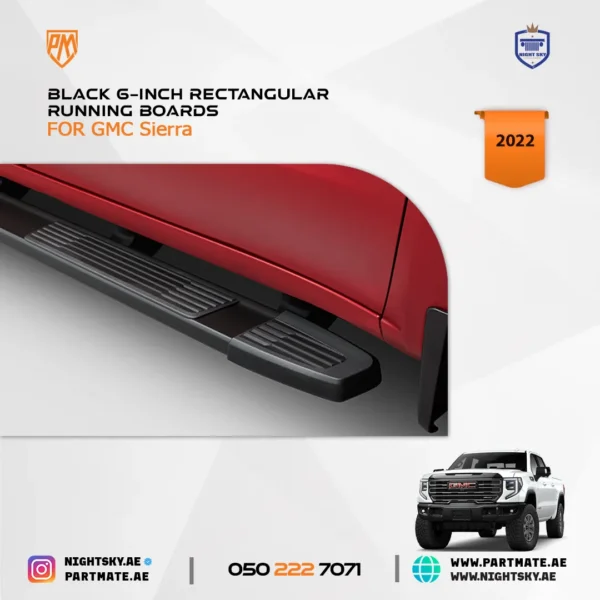 2022 GMC Sierra 2500 Assist Steps – Regular Cab, Black 6-Inch Rectangular Running Boards - Image 4