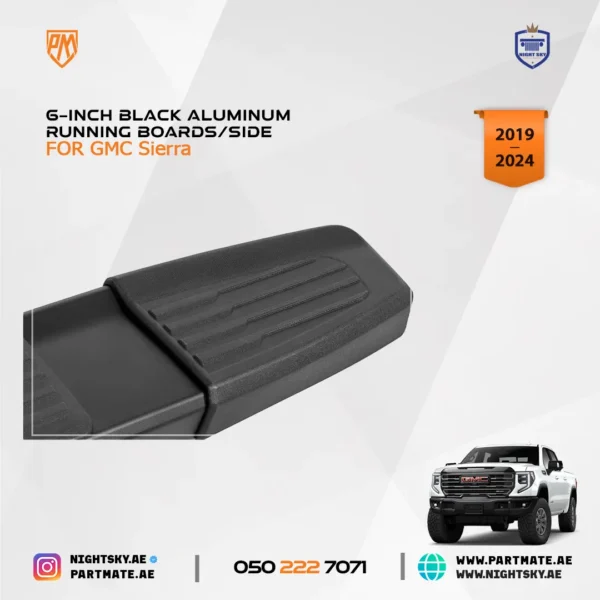 6-Inch Black Aluminum Running Boards / Side Steps / Nerf Bars for GMC Sierra Crew Cab (2019-2024) - Image 6