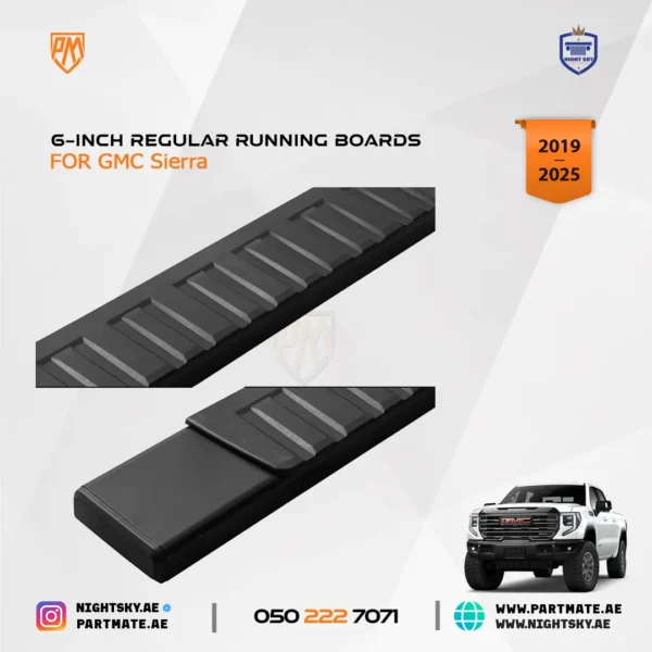 6-Inch Black Aluminum Running Boards / Side Steps / Nerf Bars for GMC Sierra 1500, 2500 & 3500 Crew Cab (2019–2025) - Image 5