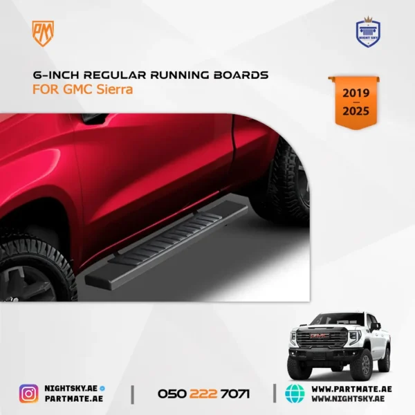 6-Inch Black Aluminum Running Boards / Side Steps / Nerf Bars for GMC Sierra 1500, 2500 & 3500 Crew Cab (2019–2025) - Image 6