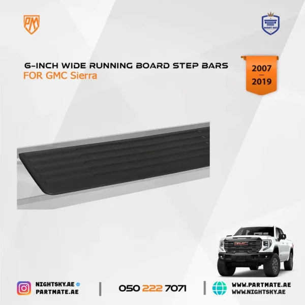 6-Inch Wide Running Board Step Bars for GMC Sierra Standard / Regular Cab (2007–2019) - Image 3