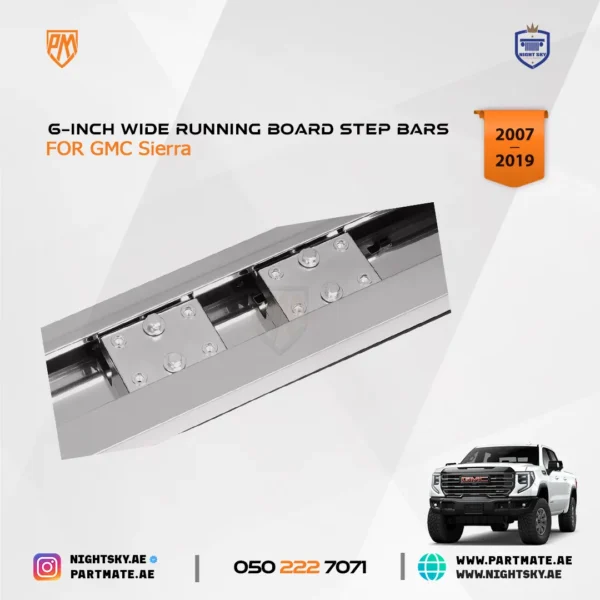 6-Inch Wide Running Board Step Bars for GMC Sierra Standard / Regular Cab (2007–2019) - Image 4