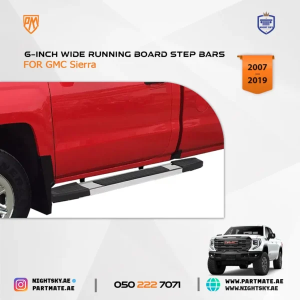 6-Inch Wide Running Board Step Bars for GMC Sierra Standard / Regular Cab (2007–2019) - Image 6