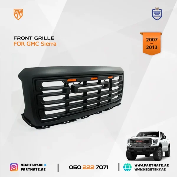 Front Grille for GMC Sierra 1500 (2007–2013) – Matte Black - Image 2