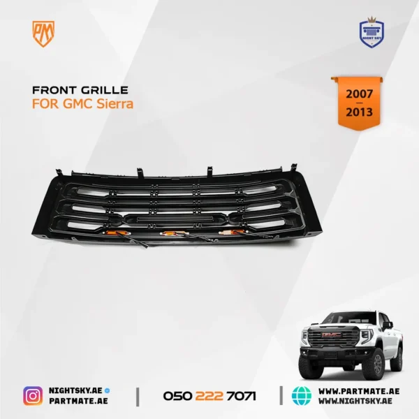 Front Grille for GMC Sierra 1500 (2007–2013) – Matte Black - Image 4