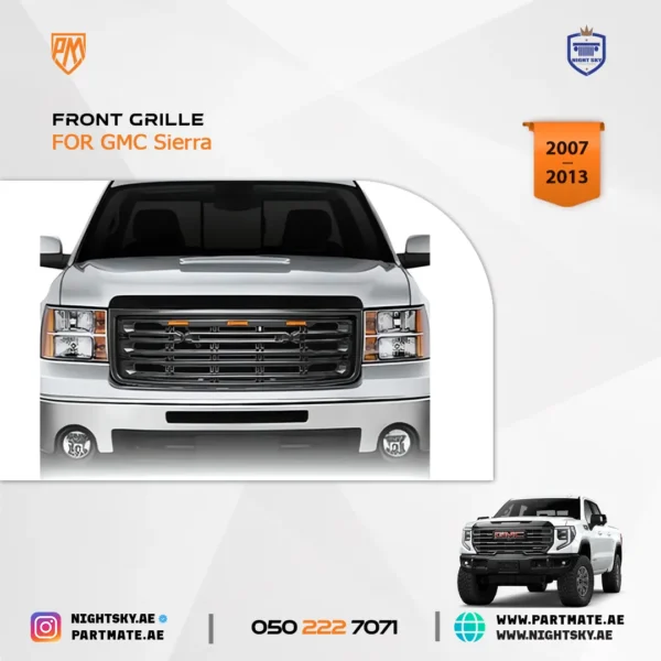 Front Grille for GMC Sierra 1500 (2007–2013) – Matte Black - Image 6