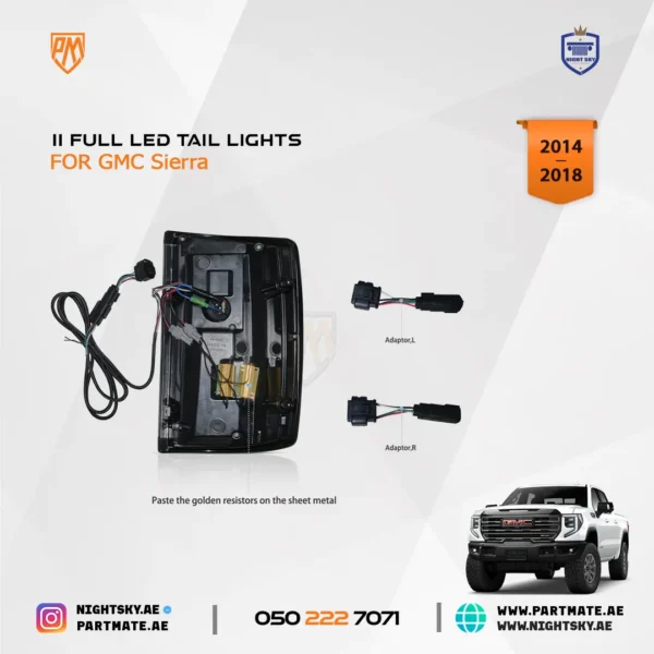 VLAND II Full LED Tail Lights for GMC Sierra 1500/2500/3500 (2014–2018) – Clear with Dynamic Welcome Lighting - Image 3